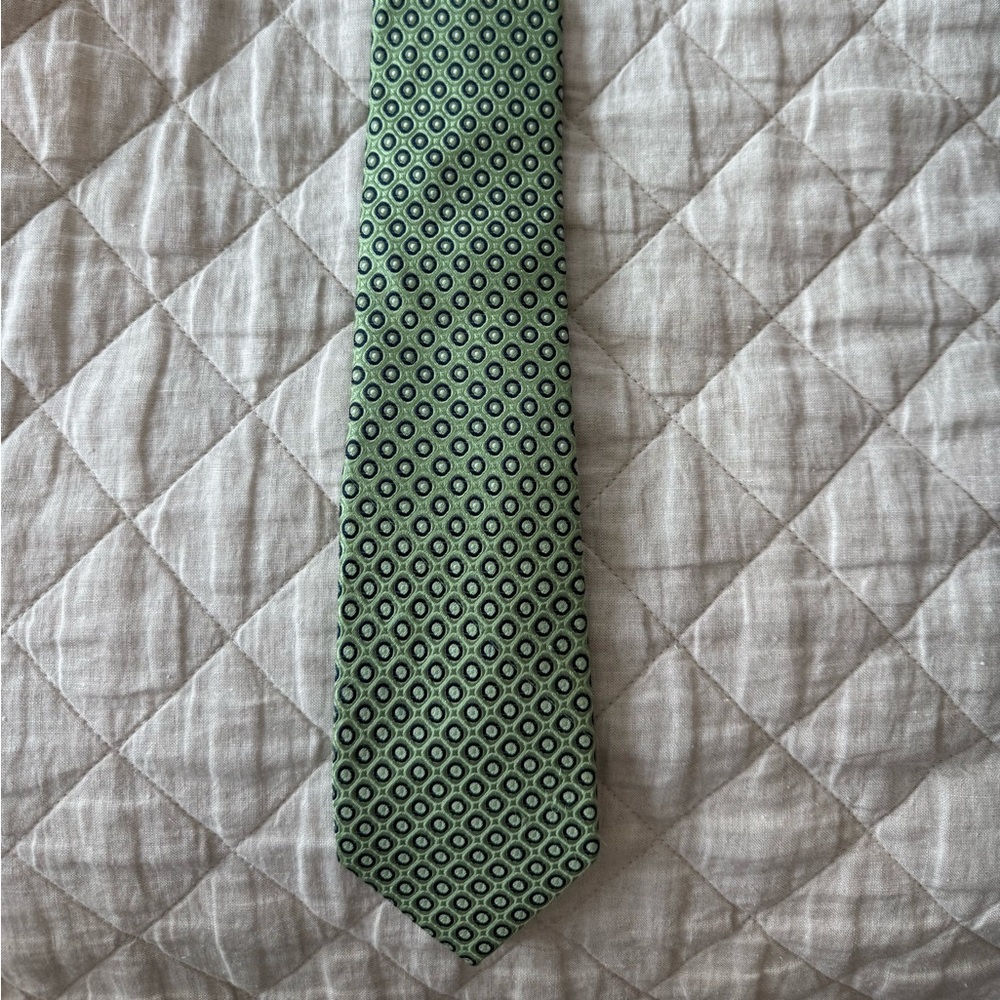 Tommy Hilfiger Olive and Navy Geometric Tie